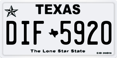 TX license plate DIF5920