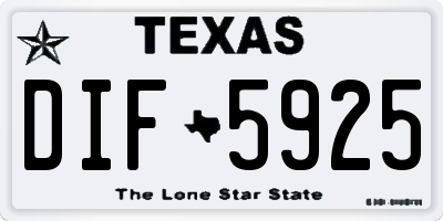 TX license plate DIF5925
