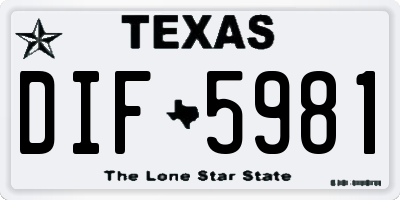 TX license plate DIF5981
