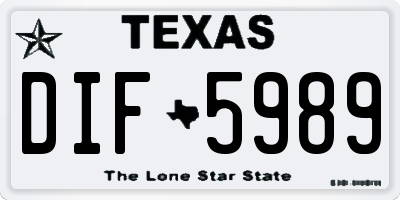 TX license plate DIF5989