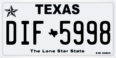 TX license plate DIF5998