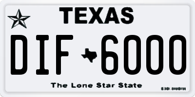 TX license plate DIF6000