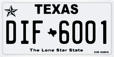 TX license plate DIF6001
