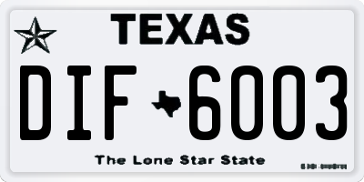 TX license plate DIF6003
