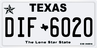 TX license plate DIF6020