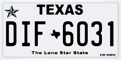 TX license plate DIF6031
