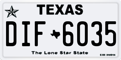 TX license plate DIF6035