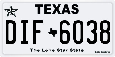 TX license plate DIF6038