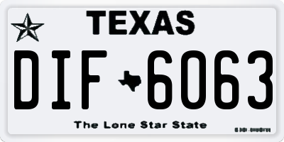 TX license plate DIF6063