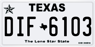 TX license plate DIF6103