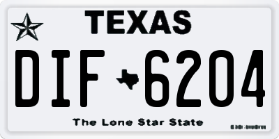 TX license plate DIF6204