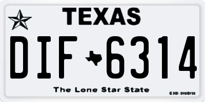 TX license plate DIF6314
