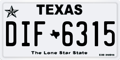 TX license plate DIF6315