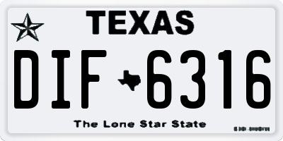 TX license plate DIF6316