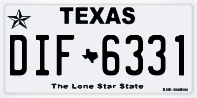 TX license plate DIF6331
