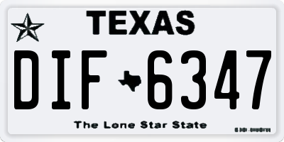 TX license plate DIF6347