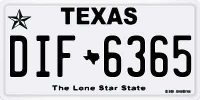 TX license plate DIF6365