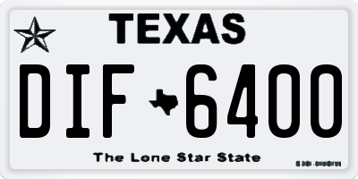 TX license plate DIF6400