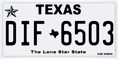 TX license plate DIF6503