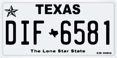 TX license plate DIF6581