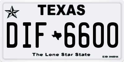 TX license plate DIF6600