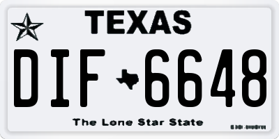 TX license plate DIF6648