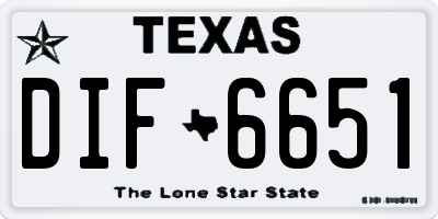 TX license plate DIF6651