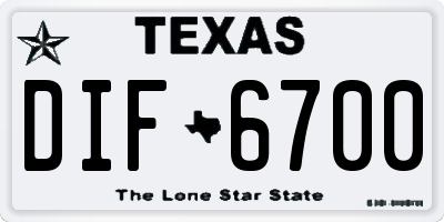 TX license plate DIF6700