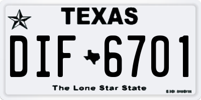 TX license plate DIF6701