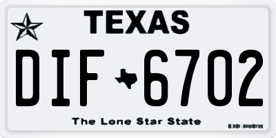 TX license plate DIF6702