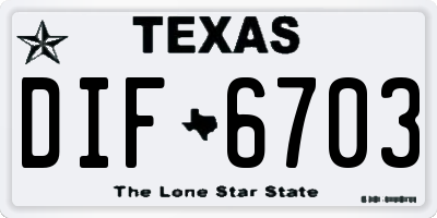 TX license plate DIF6703