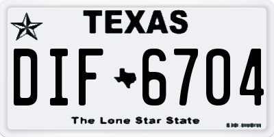 TX license plate DIF6704