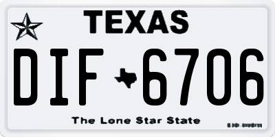 TX license plate DIF6706