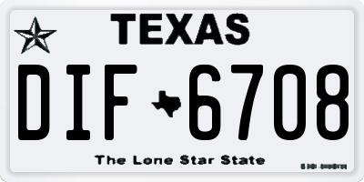 TX license plate DIF6708