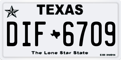 TX license plate DIF6709