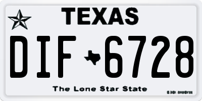 TX license plate DIF6728