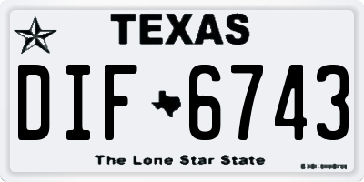 TX license plate DIF6743