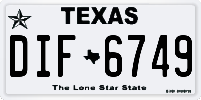 TX license plate DIF6749