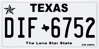 TX license plate DIF6752