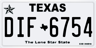 TX license plate DIF6754