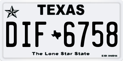 TX license plate DIF6758