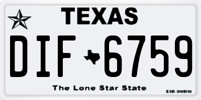 TX license plate DIF6759