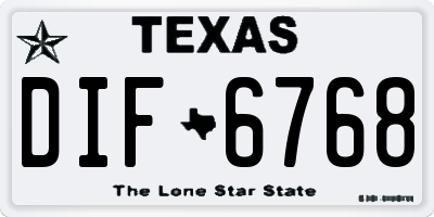 TX license plate DIF6768