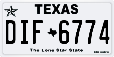 TX license plate DIF6774
