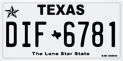 TX license plate DIF6781