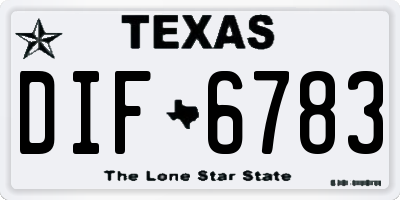 TX license plate DIF6783