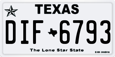 TX license plate DIF6793