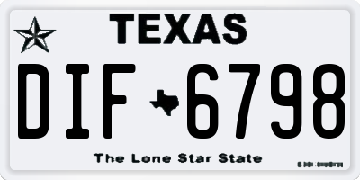 TX license plate DIF6798