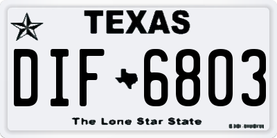 TX license plate DIF6803