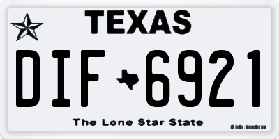 TX license plate DIF6921